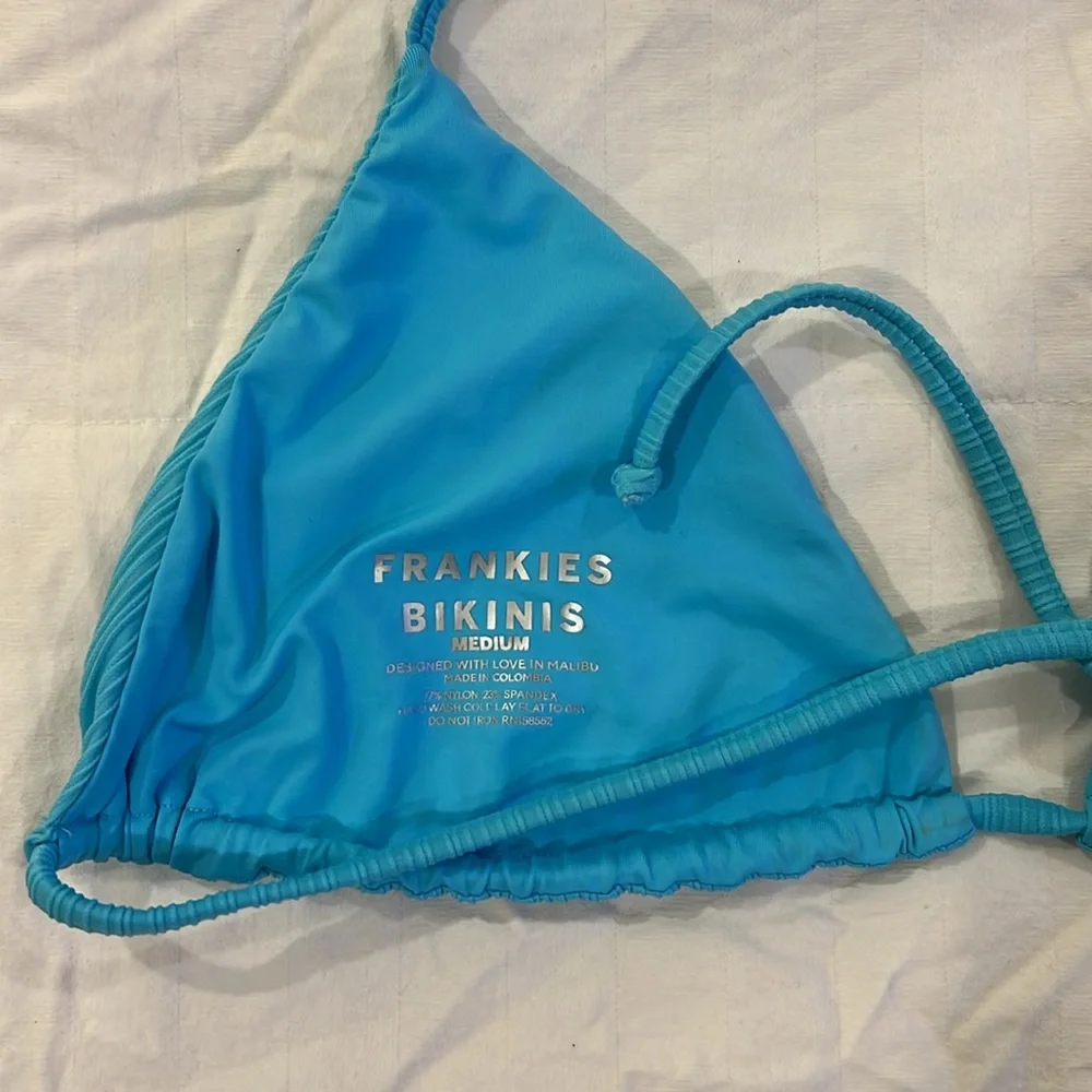 Frankie’s bikinis, blue bikini top size medium